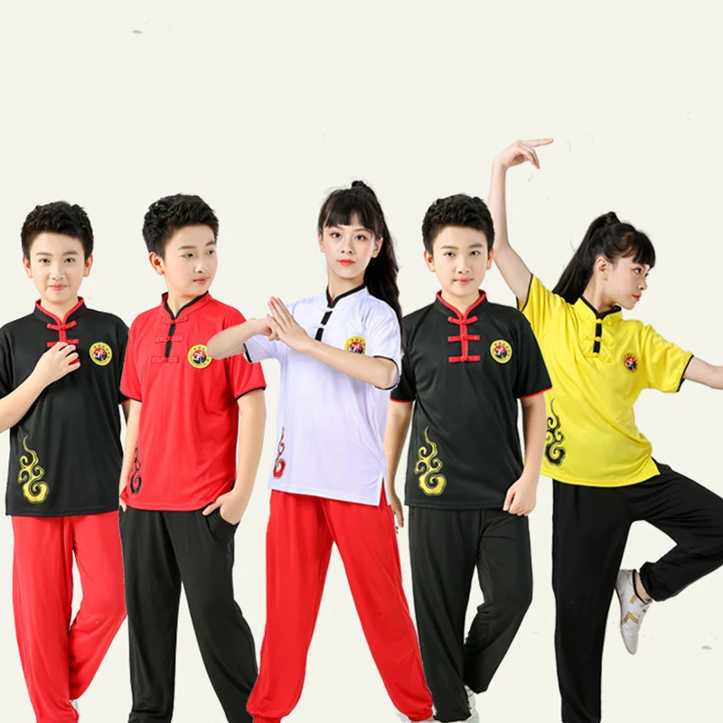 Children Chinese Traditional Wushu Clothing Kids Martial Arts Training Uniform Kung Fu Suit Girls Boys Stage Performance Costume shin guards instep leg protector gear for martial arts sparring boxing kickboxing muay thai training pads