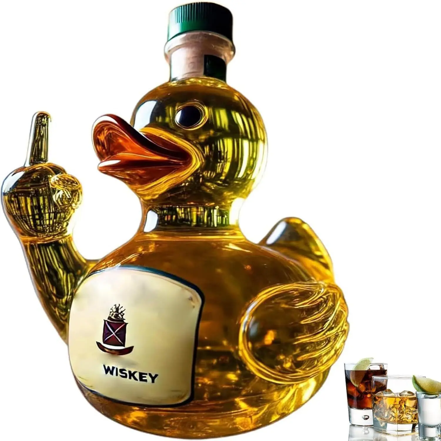 Funny Middle Finger Duck Bottle 10Oz Glass Duck Whiskey Decanter Prank Wine Bottle Hilarious Statue Decor For Bar Office Home