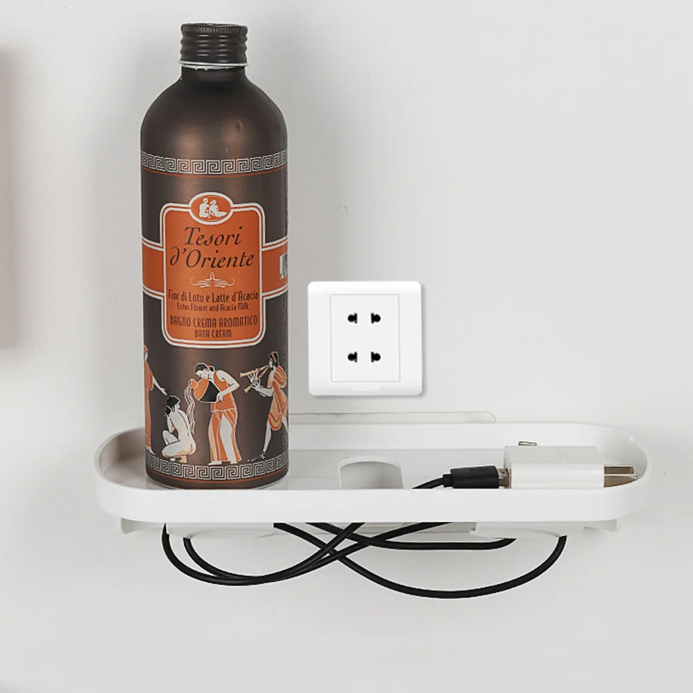 

Bedside Charging Shelf Organizer Rack Floating Nightstand Storage Shelf for Tablet Phone Stand Holder Socket Wall Outlet