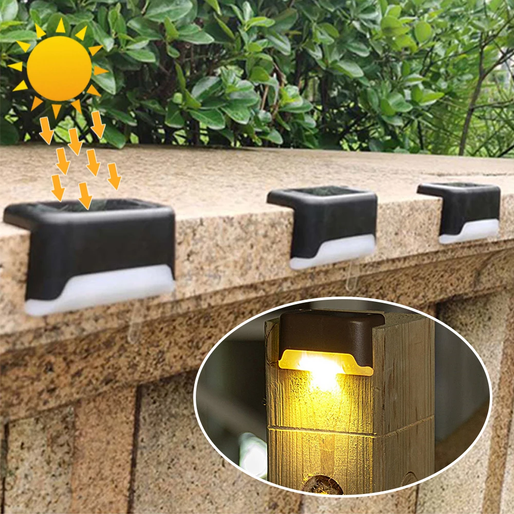 Solar Led Lights Warm White LED Outdoor Induction Waterproof Decoration for Stair Garden Lamps Wall Fence Christmas Atmosphere multifunctional portable camping light outdoor atmosphere tent decoration led light string with campsite color light string ip67