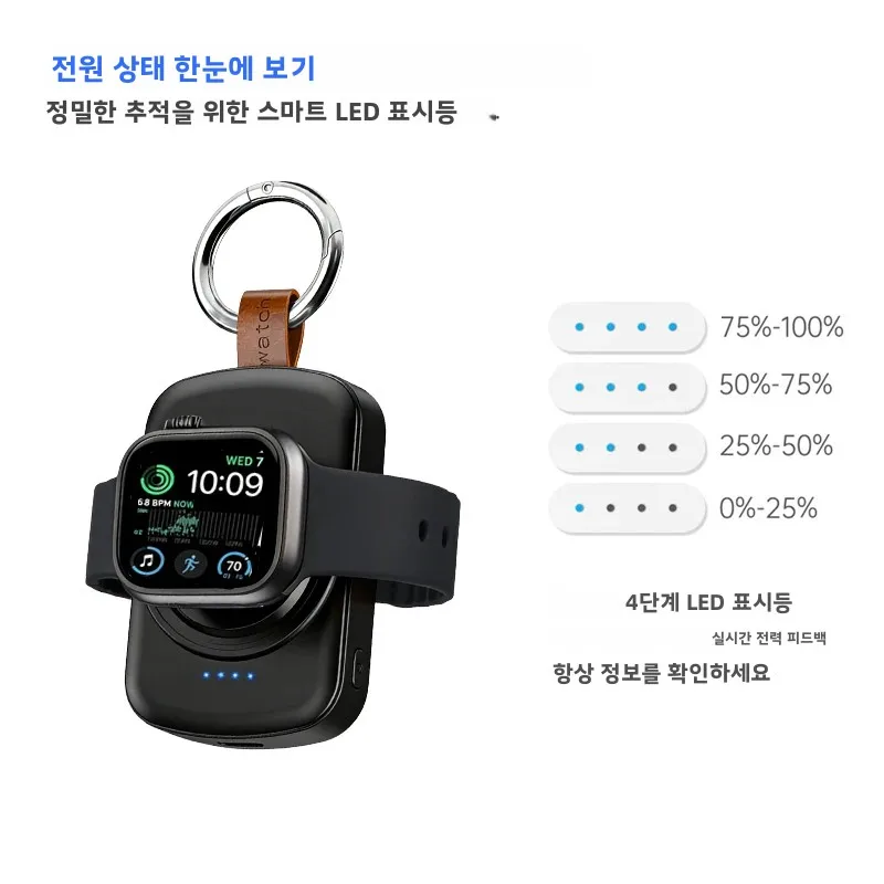 삼성 갤럭시 워치 8/7 클래식 5/4 프로/3 액티브용 1800mAh 마그네틱 무선 휴대용 시계 충전기 USB 타입 C 고속 충전