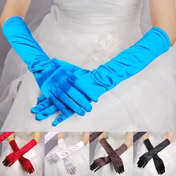 1Pair Satin Gloves Multi Color Bride Wedding Accessories Bridal Long Purple Black Ivory Ladies Pageant Dress