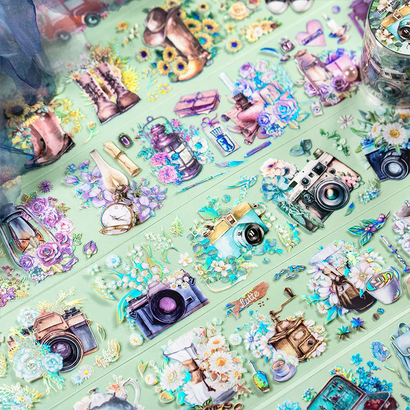 

Assorted Daily Necessities And Floral Pattern Tape Personalized Handmade Scrapbooking Collage Material Aesthetic Hand Account