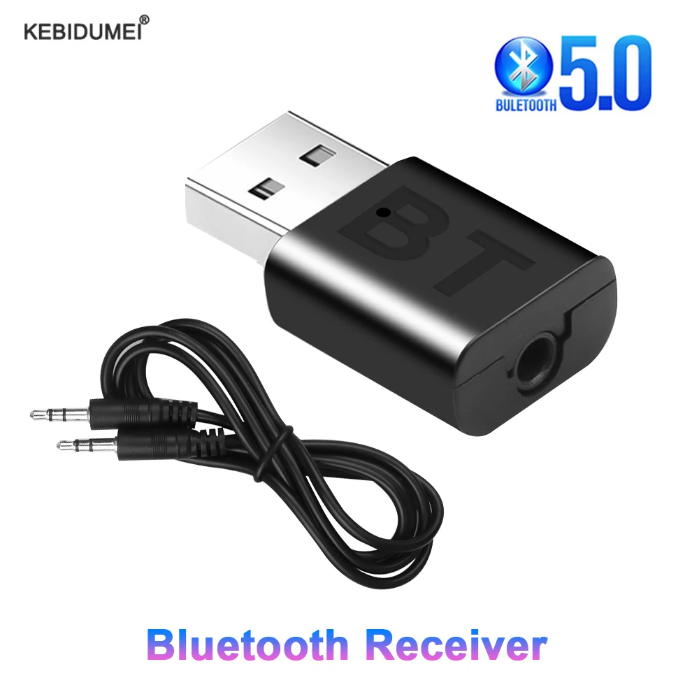 USB Bluetooth 5.0 Receiver Wireless Bluetooth Adapter 3.5mm AUX Jack