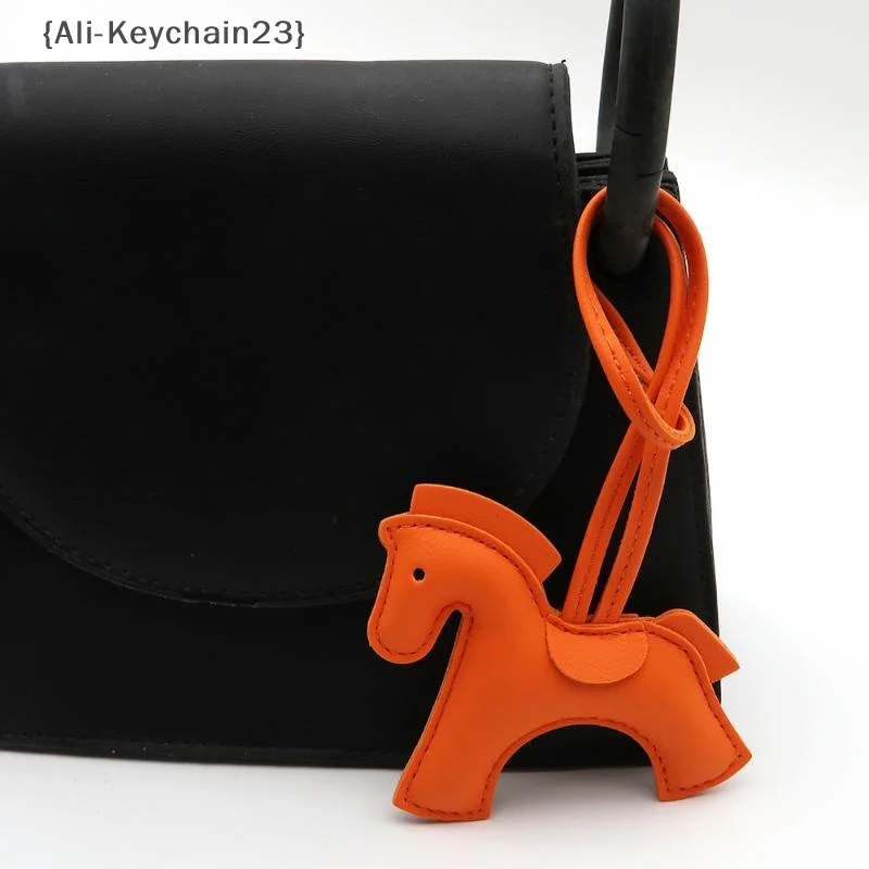 Premium PU Leather Tiny Pony Embellishment Keychain - Attached to Keys