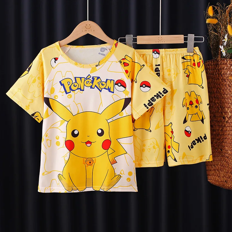 New Summer Cartoon Boys' Short Sleeved Girls' Pajamas Home Wear Outerwear Sleepwear for Sleeping Set Child Boy 2