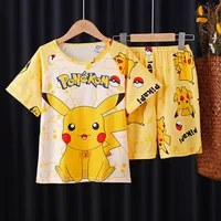 New Summer Cartoon Boys' Short Sleeved Girls' Pajamas Home Wear Outerwear Sleepwear for Sleeping Set Child Boy 2