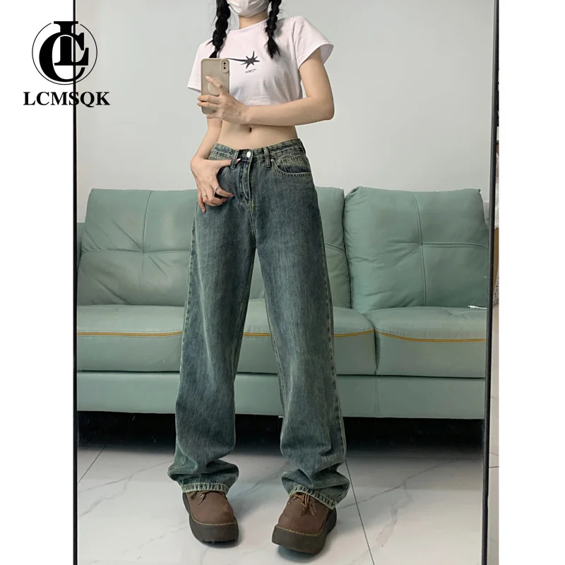 

Women's Jeans 2023 Trend Denim Korean Fashion Y2k Straight Leg Jeans Woman High Waist Streetwear Female Clothing Pants Vintage