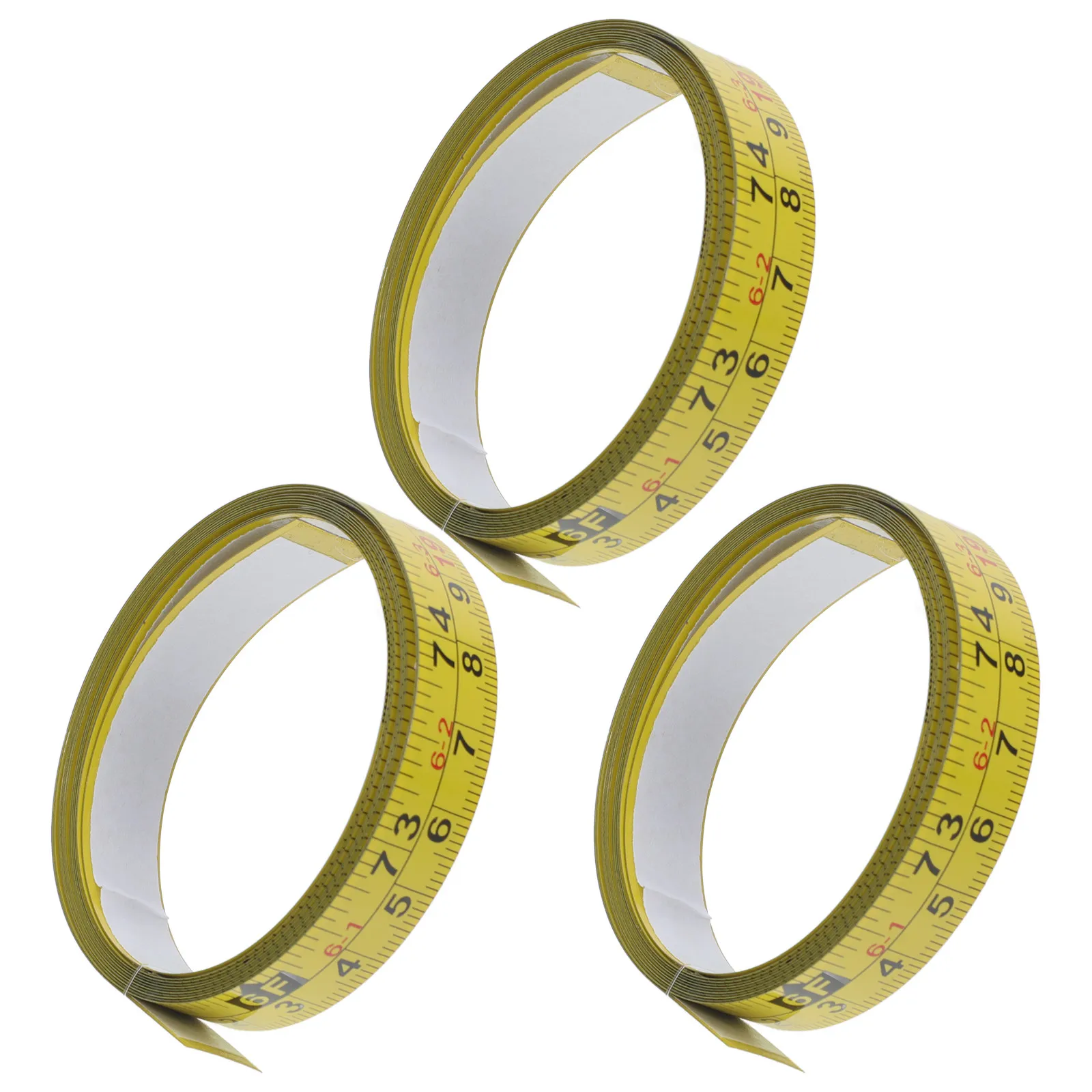 자가 접착식 측정 테이프 자, 스틸 구조, 이중 스케일(미터법/영국식), 밝은 노란색, 목공용 선명한 표시