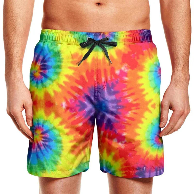 Colorful Rainbow 3D Print Beach Shorts Men Summer Swim Trunks Casual Quick Dry Surf Board Shorts Personality Street Short Pants 3