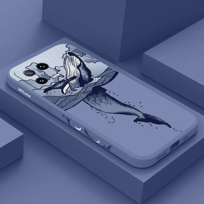 Whale Jumping Liquid Silicone Phone Case Cover