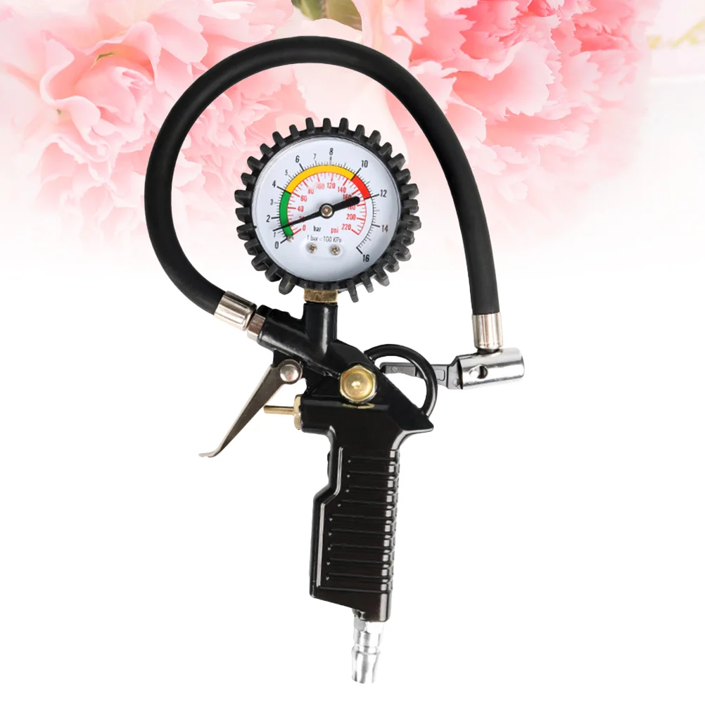 

Max 220 Psi Mechanical Tire Pressure Gauge With Rubber Tube For Automobile Tire