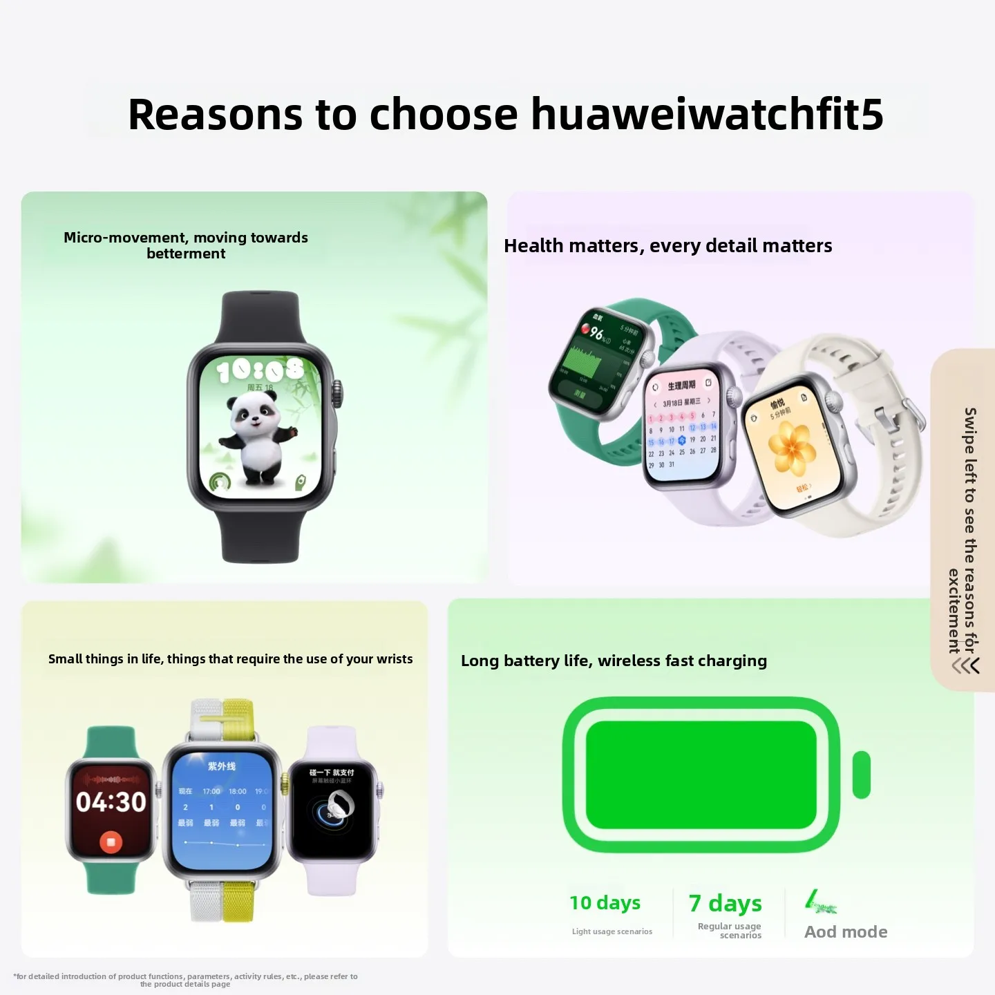 새로운 HUAWEI WATCH FIT 5 스마트워치, 초슬림, 손목 장착형, 미세 모션 블루투스 통화, 혈중 산소 및 심박수 측정