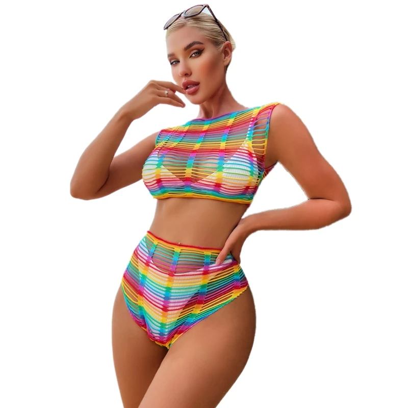 

Новое сексуальное нижнее белье, радужная ажурная сетка, женское нижнее белье, оптовая продажа, боди, комплект, экзотические костюмы, комбинации, прозрачное горячее белье