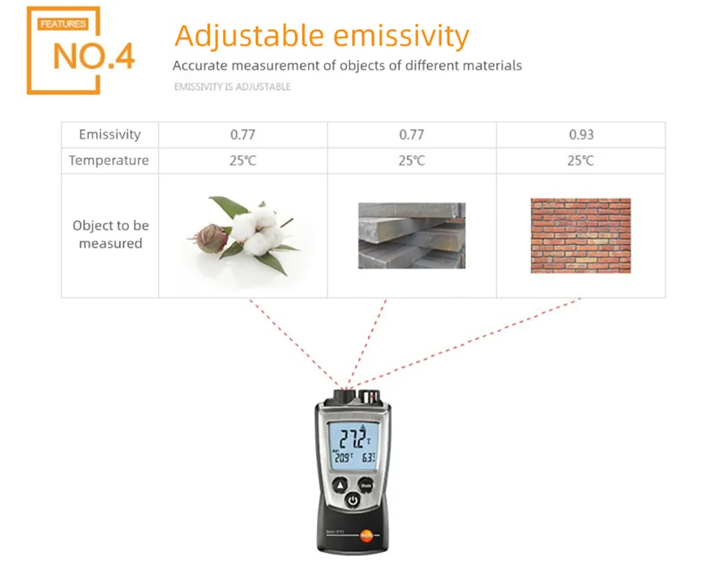 Testo 810 Portable Infrared Thermometer Non-Contact Infrared Thermometer NTC -30