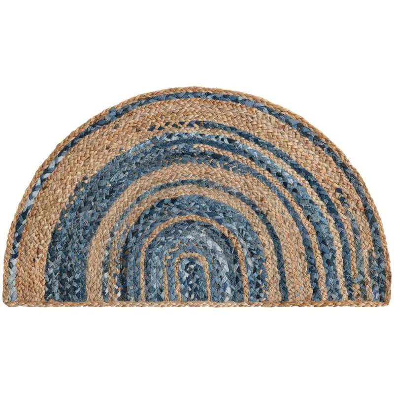 

Rugs Half Circle Jute Denim Reversible Handmade Floor Home Decor Rug Door Mat