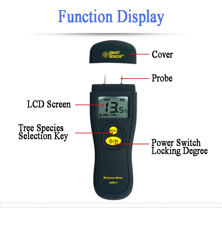 SMART SENSOR AR971 Digital Wood Moisture Meter Timber Moisture Meters Hygrometer