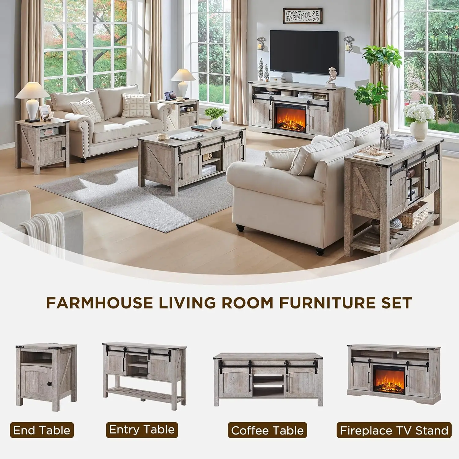 Farmhouse Lift Top Coffee Table with Sliding Door,48"Large Rustic Center Table with Hidden Storage Compartment, Lifting Tabletop