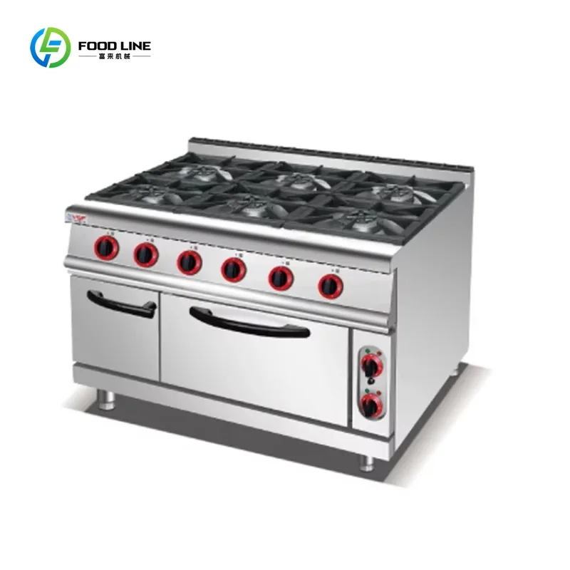Fornello a Gas in Acciaio Inox a 4 Fuochi con Forno per Ristoranti e Hotel - immagine 4