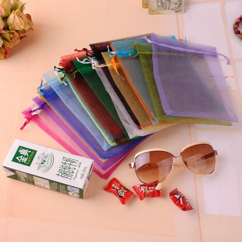 50pcs Organza Bags 7x9 9x12 10x15 13x18 15x20 17x23cm Jewelry Packaging Pouches Wedding Birthday Party Candy Gift Boxes Bags 4