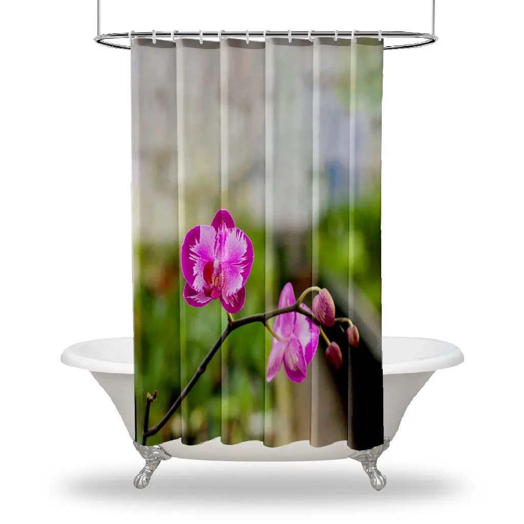 Multiple Sized Rose Bouq Waterproof Button Hole Shower Drapes For Your Bathtub Bathroom Decorations Colorful Art Printed Showers Curtain