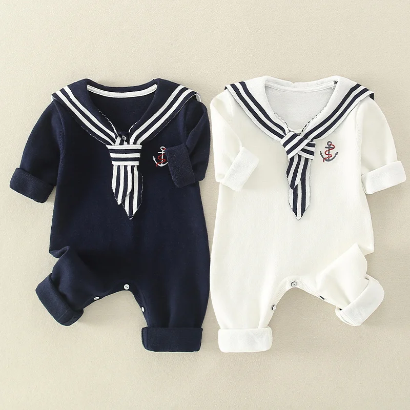 

Baby Jumpsuit Spring Autumn Clothes Long Sleeve Newborn Boy Girl Rompers Infant Knitted Climbing Pajama Outwear