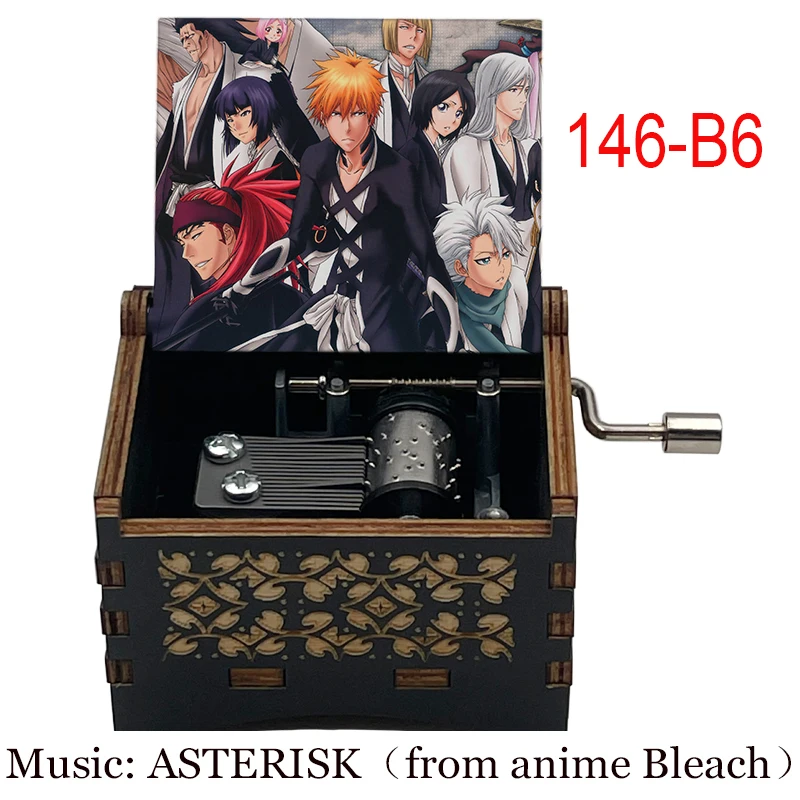 Home Decoration Ornaments Anime BLEACH Black Wooden Music Box Study Desk Accessories Holiday Gifts for Friends