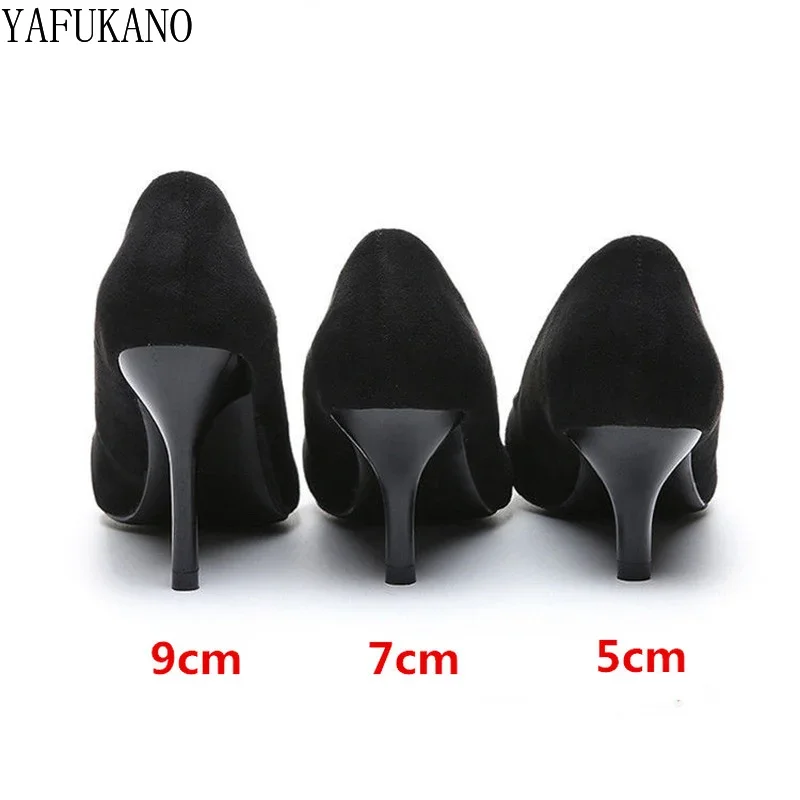 Hot Women Shoes Black Pointed Toe Suede Career Office Work Shoes Stiletto Sexy 2025 Casual Pumps Small Size Single Shoes 32 33 6