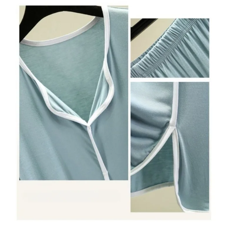 moman Modal pajamas Spring and autumn loose long-sleeved homewear set Casual two-piece set can be worn outside Absorb sweat