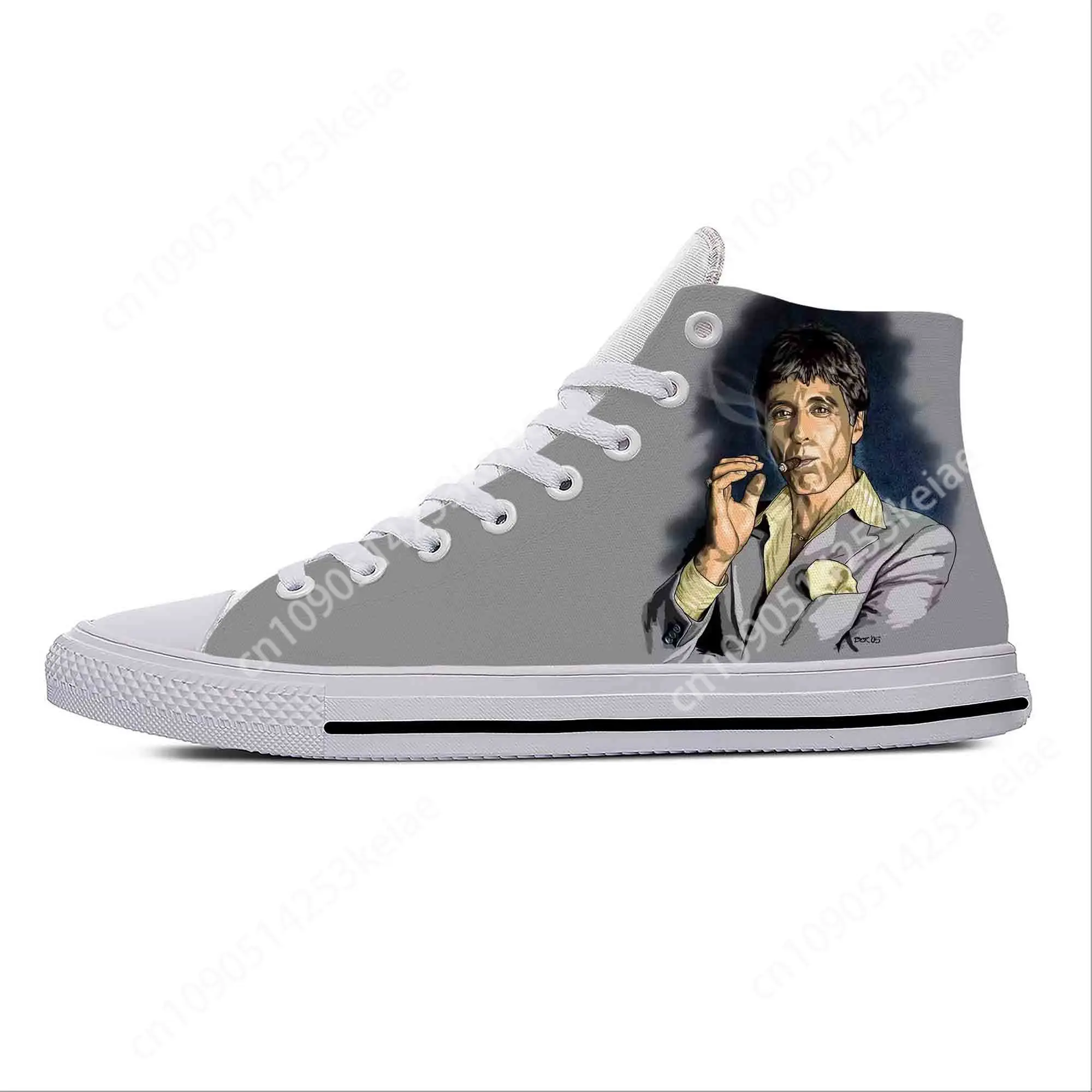 Summer Scarface Tony Montana Movie Anime Cartoon Hot Casual Shoes High Top Lightweight Board Shoes Breathable Men Women Sneakers 4