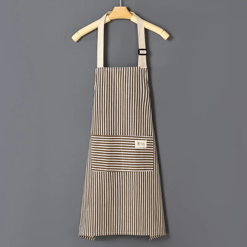 Stripe Apron For Cooker Household Sleeveless Gardening Aprons Adjustable Elastic High Quality Cotton Waiter Japanese Style Apron