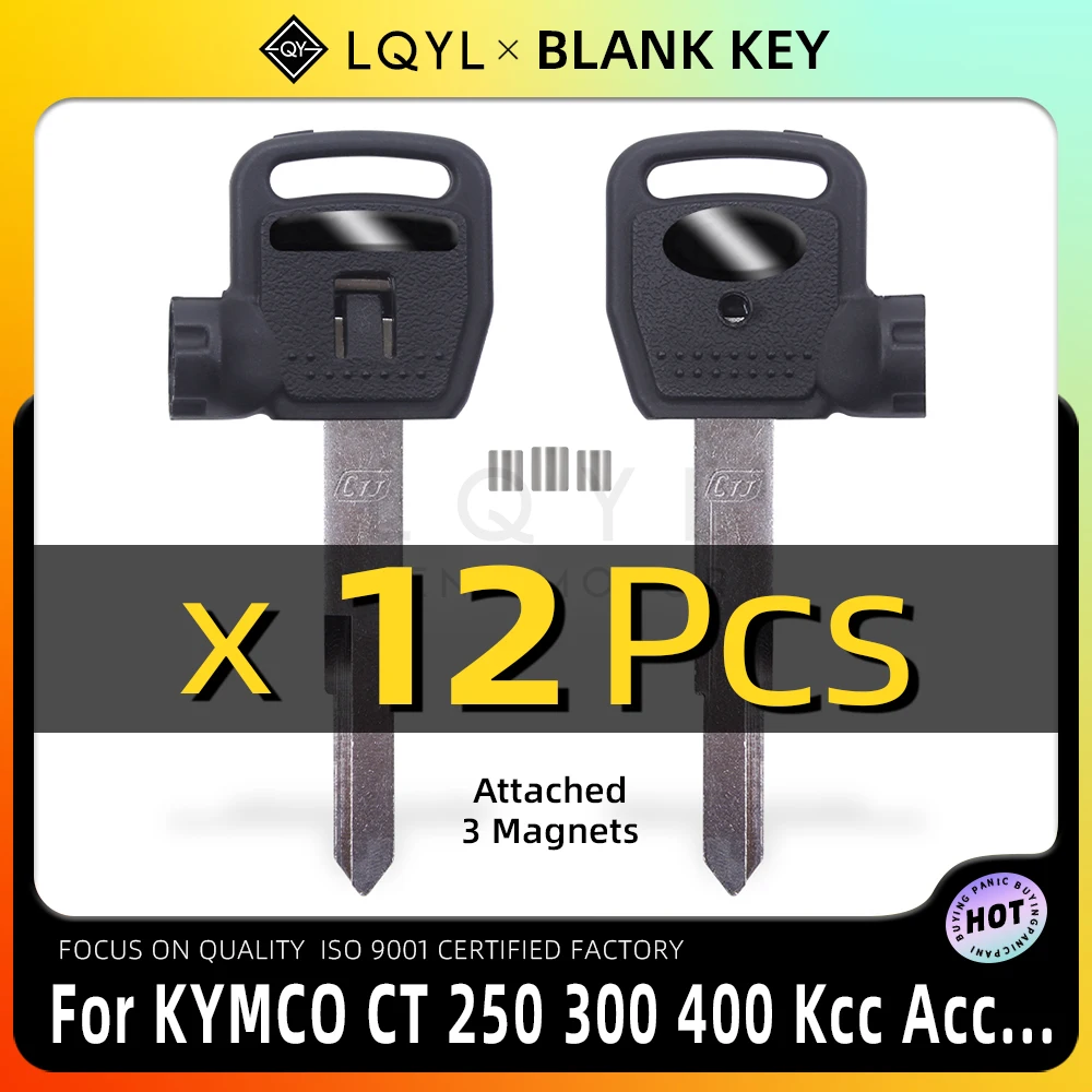 

12Pcs Blank Key Motorcycle Replace Uncut Keys For KYMCO Scooter Magnet Anti-Theft Lock CT250 300 400 Racing Kcc Acc Dynamic 125