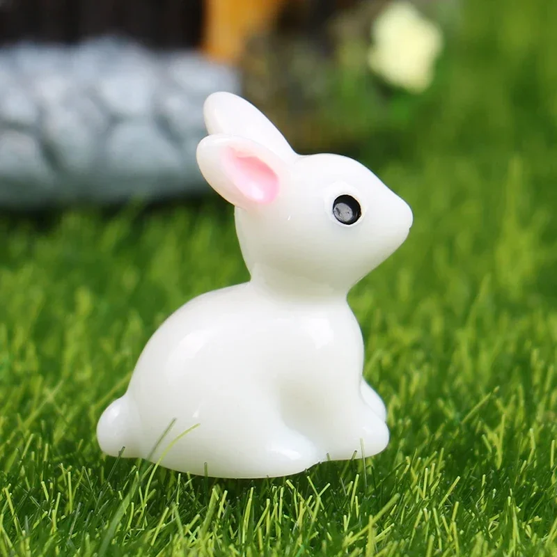 10/20/50PCS Mini Resin Bunnies Miniature Figures 3D Little White Rabbit Ornament Micro Landscape Dollhouse Decoration Diy Crafts 4