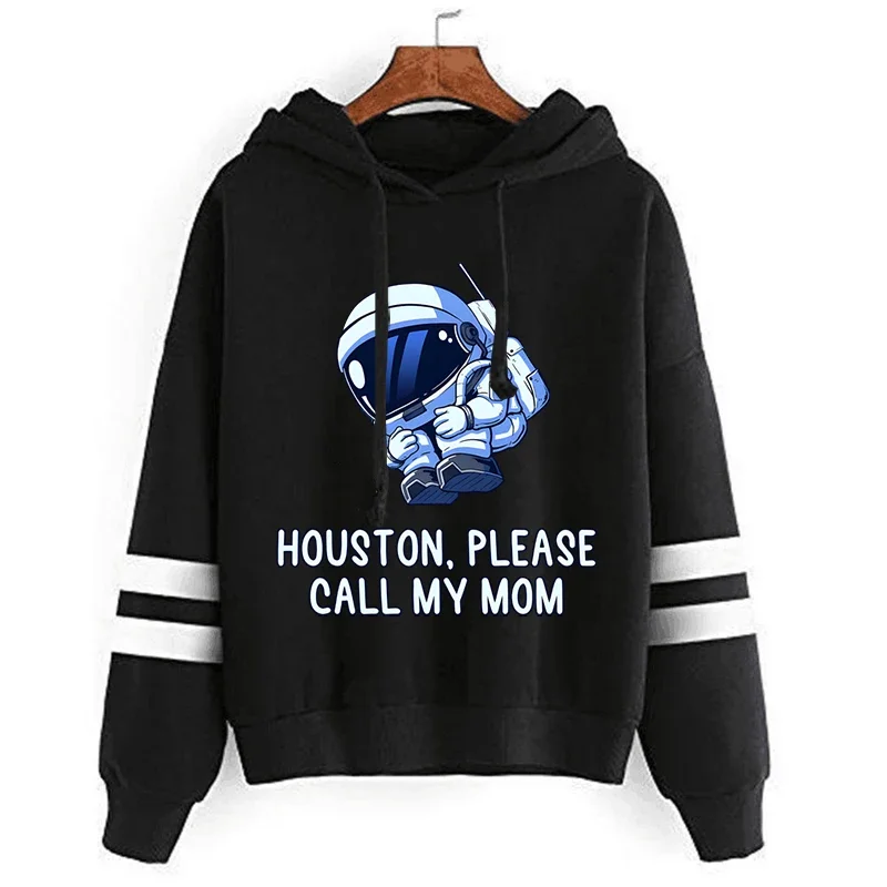 

Graphic Office Lady Hoodie Print HOUSTON PLEASE CALL ME MOM Long Sleeves Girl Cute Little Astronaut Graphic Basics Pullover Top