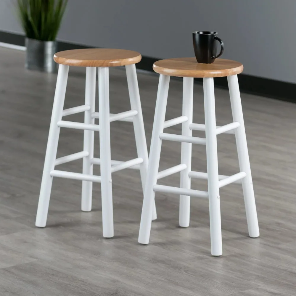 

Dining stool 2-piece bench set in natural colour and white finish