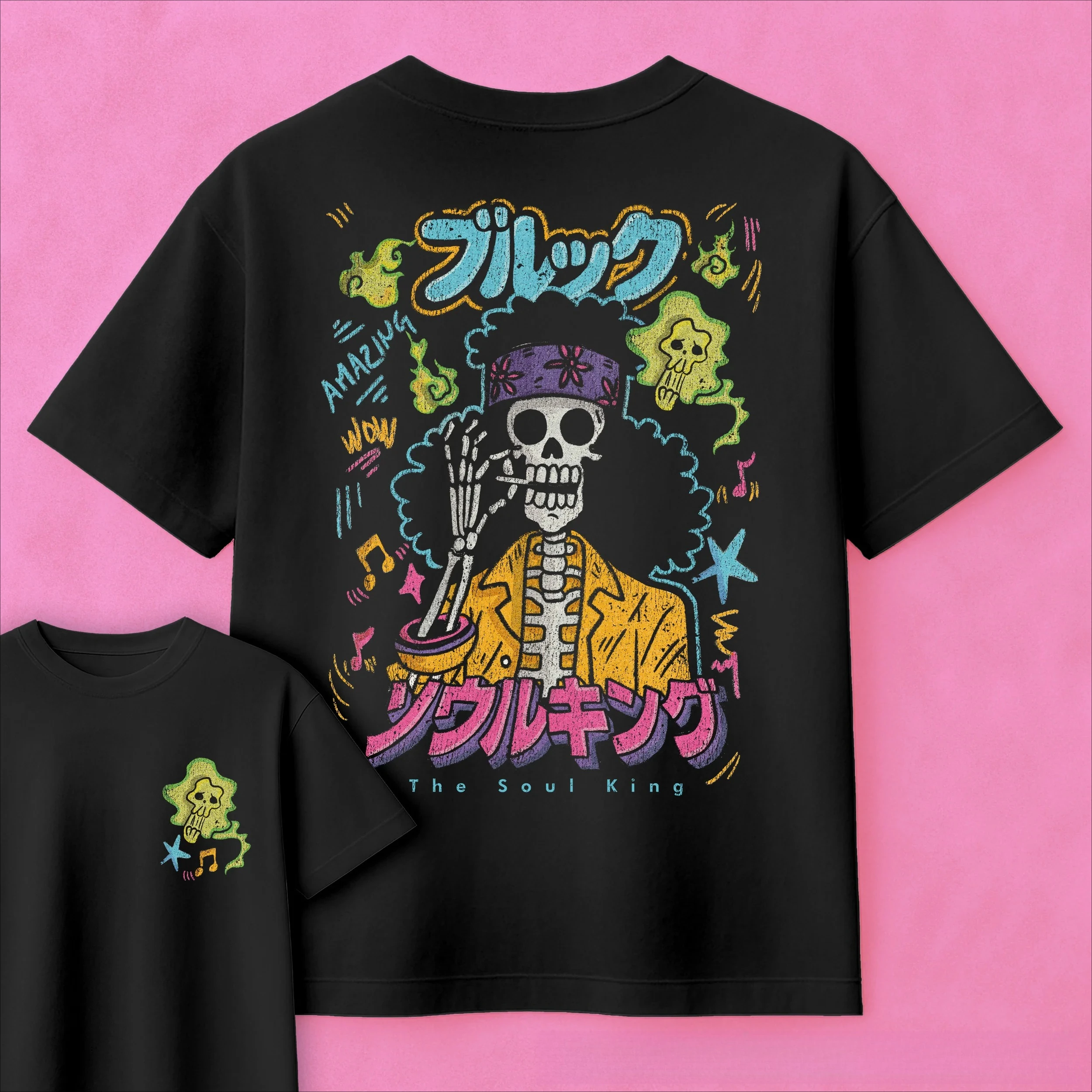 One Piece Anime Brook The Soul King Bedrucktes T-Shirt Sommer Herren- und Damen-T-Shirt Trendiges Lockeres Lässiges Y2K Kurzarm-Shirt 2026