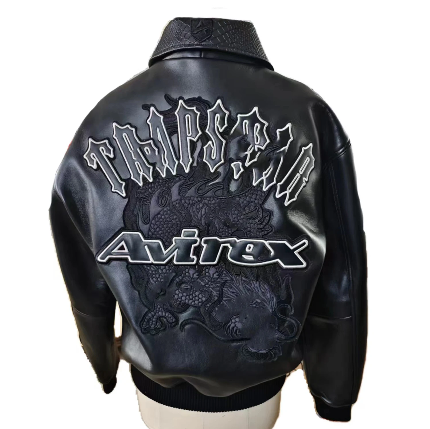 Avirex Joint Design Spring Autumn High Quality Authentic Outdoors European American Size Double dragon Genuine Leather Jacket 1