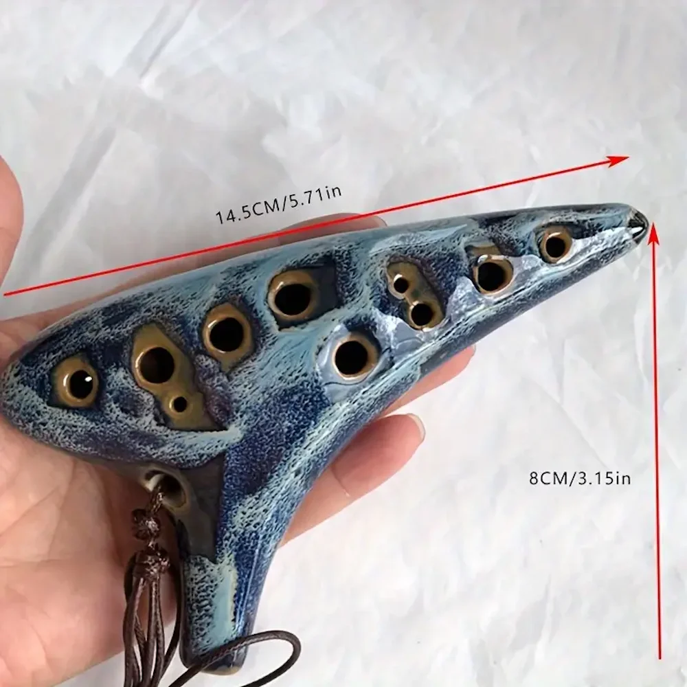 Ceramic Ocarina Handmade Ocarina 1pc antique lacquer handmade red and blue 12-hole ceramic ocarina musical instrument teaching and playing