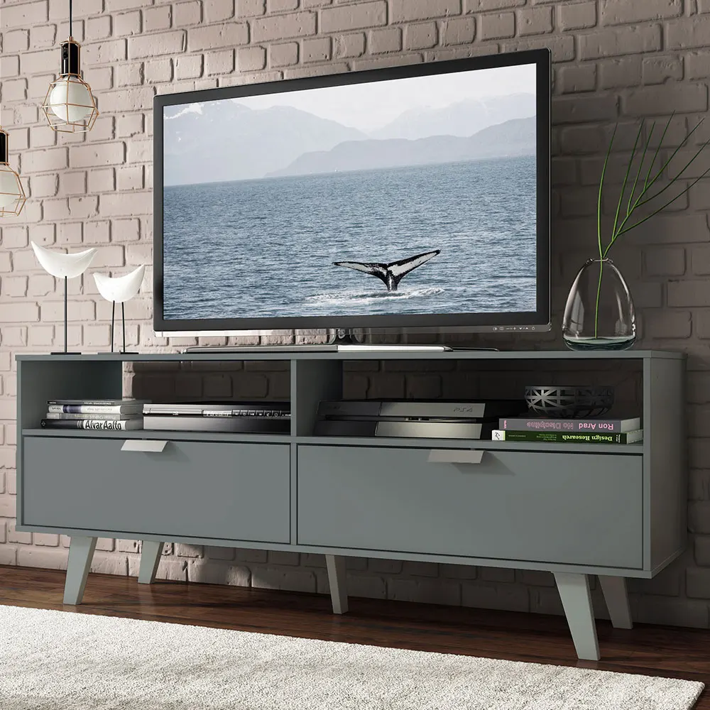 Mueble Mesa Para Tv Rack Madesa 2 Puertas Hasta 55 Gris