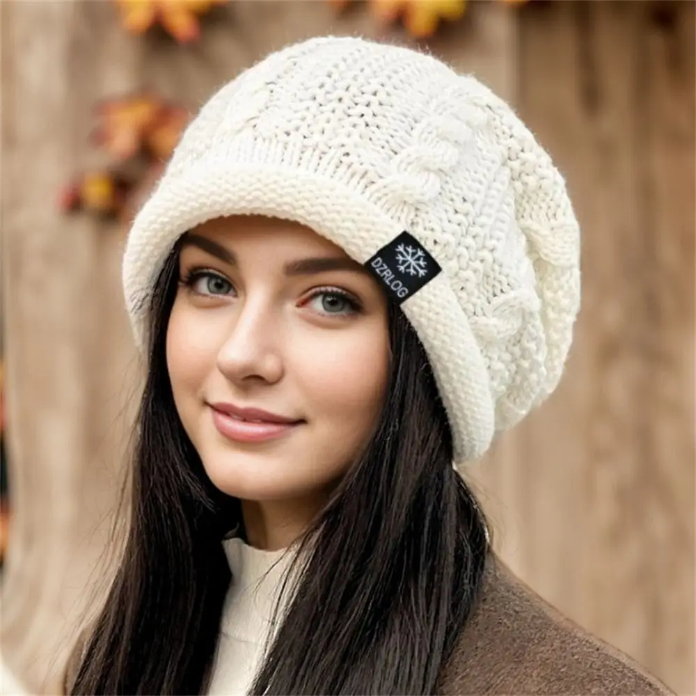 Fashion Comfy Stretch Women Knitted Hats Coldproof Ear Protection Knit Slouchy Beanie Windproof Warm Cap Outdoor
