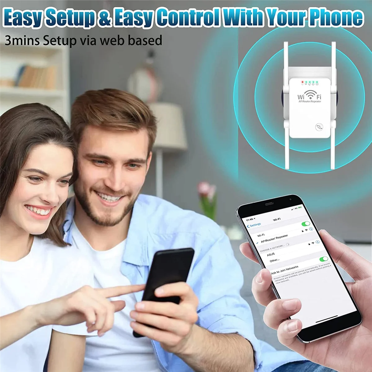 Wifi Extender Signal Booster 300Mbps Wireless Wifi Signal Amplifier Ripetitore Wifi, Internet Booster Wifi Extender-Eu Plug