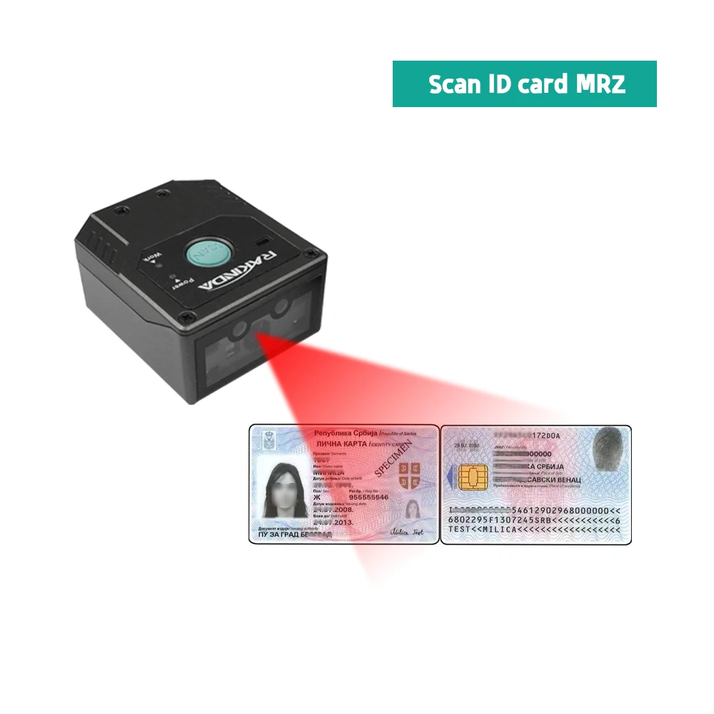 LV3000H-1D QR Datamatrix Fixed Mount Barcode Scanner ID Card Passport MRZ Reader USB/RS232 Port For Kiosk Cabinet Assembly Line