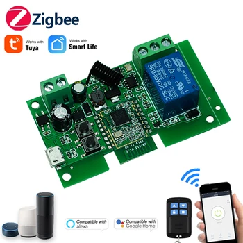 Tuya Zigbee 스마트 홈 스위치 모듈, 1CH 릴레이 컨트롤러, 알렉사 구글 어시스턴트, 스마트 라이프와 함께 작동, 12V, 24V, 7-32V, 10A