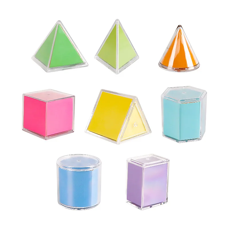 Transparent Geometric Shapes Blocks Montessori Toys Stacking Game Math Toys Educational Toy For Ages 2+ Kids Babies 8 Pieces