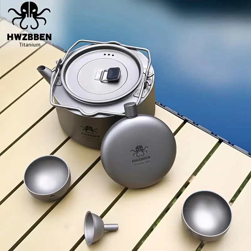 HwzbbenOutdoorBivouacEquipmentHipFlasksTitaniumMetalCampKettle
