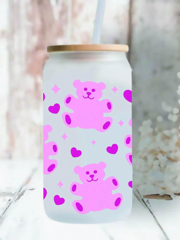 UV DTF Transfer Sticker Animal Pig Rabbit For The 16oz Libbey Glasses Wraps Bottles Cup Can DIY Waterproof Decals D5675