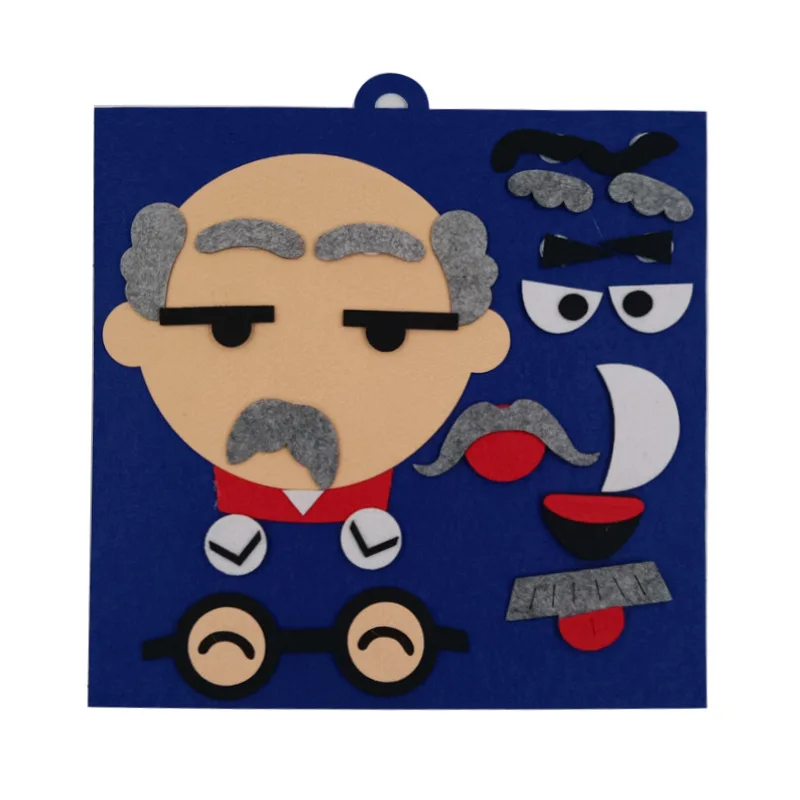 Puzzle Felt Non-woven Fabric Early Childhood Education for Children Manual DIY Cognitive Facial Expression Stickers TMZ 6