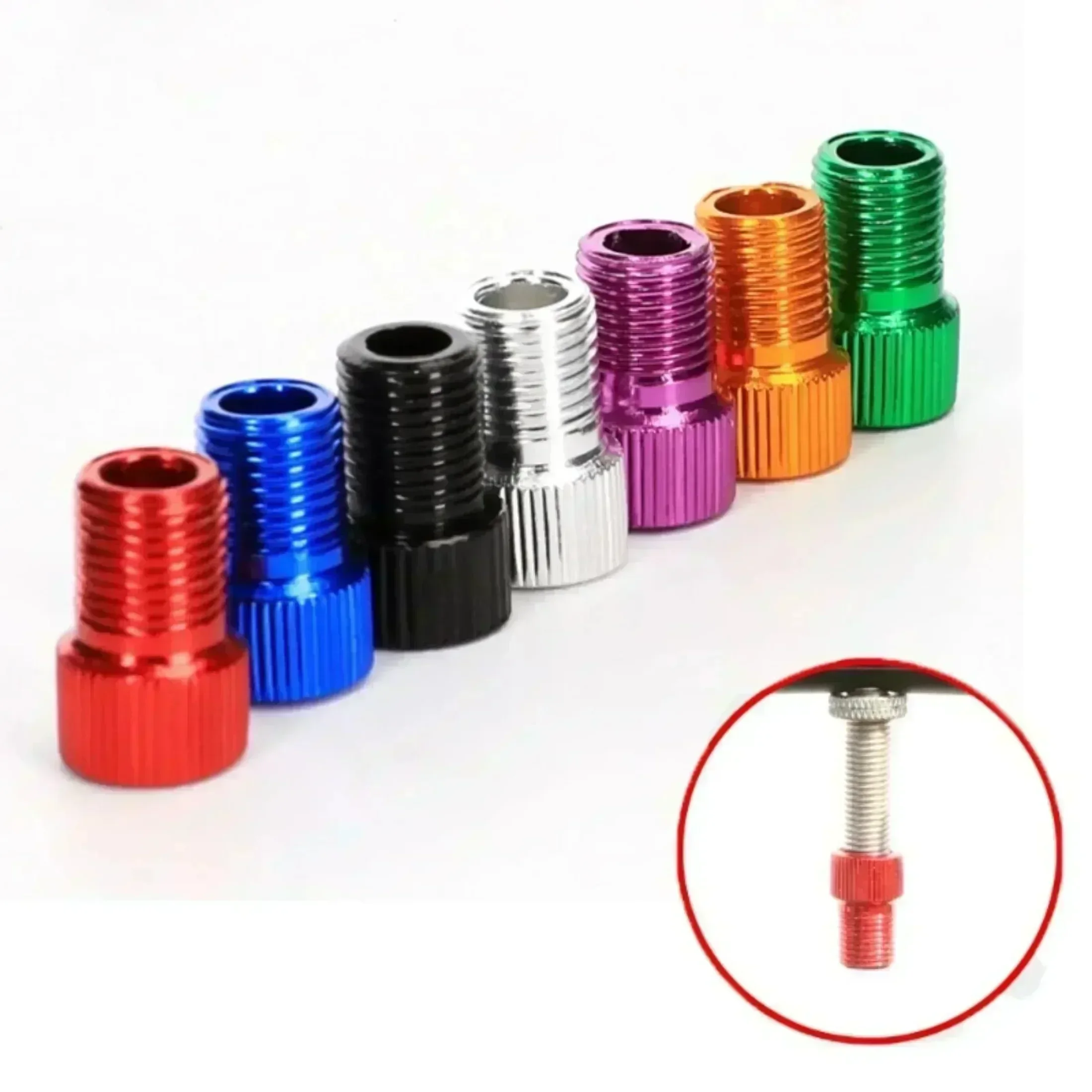 Aluminum Alloy Bike Valve Adapter Convert Presta To Schrader Valve bicycle valve adapter bicycle valve accessories bicycle valve tool Bicycle Pump Air Nozzle Tube Tools Bicycle Accessories 1PC