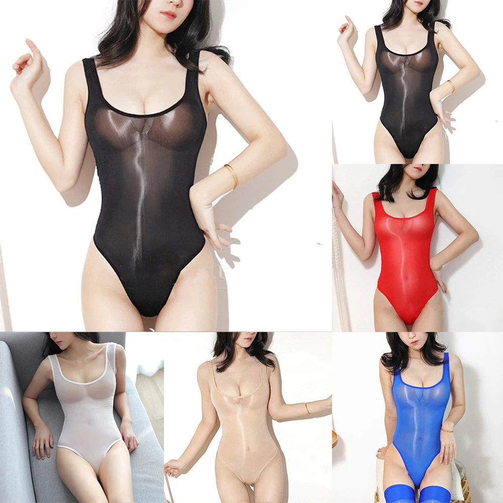 Women's Sexy Swimwear Beachwear Bodysuit High Cut Bikini Thong Leotard See Through Elasticity Slips