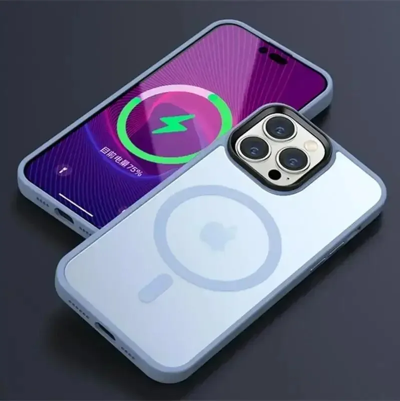 Matte Magnetic Translucent Phone Case with Magsafe Wireless Charging Compatibility